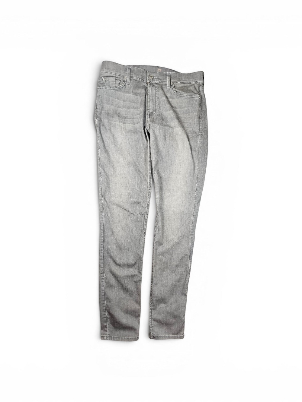 7 For All Mankind Light Gray Skinny Jeans - Faded Wash
